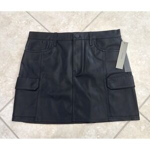 NEW Hudson Cargo Viper Black Faux Leather Mini Skirt Sz 31 Gothic Grunge Party